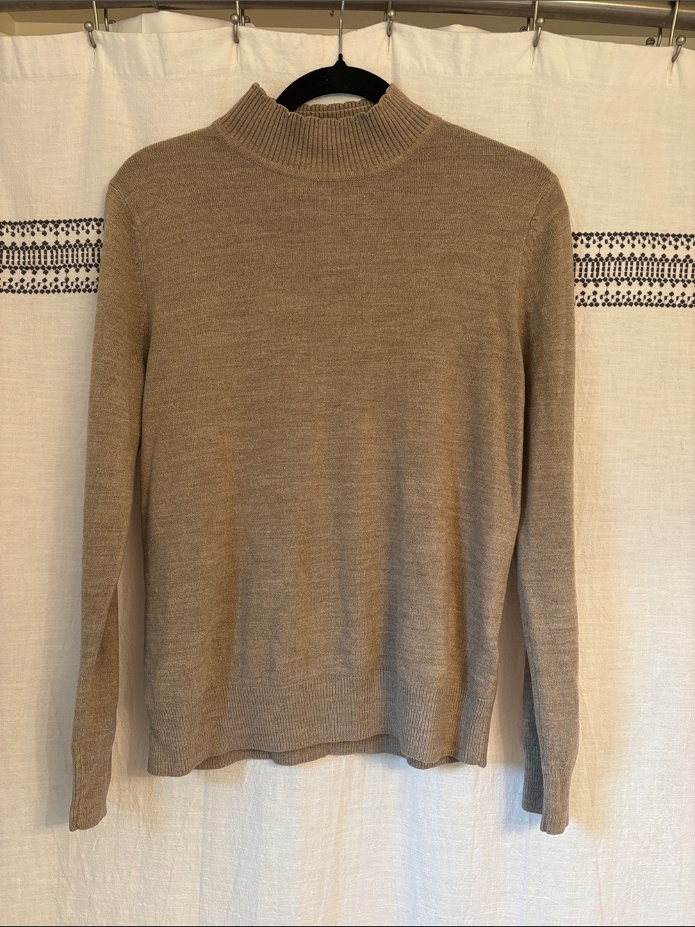 Lightweight Mock Neck Sweater in Beige